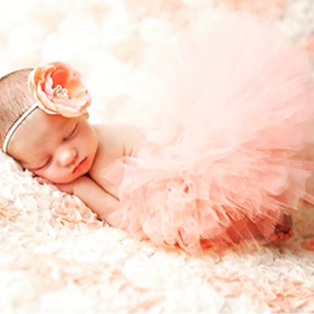 2 pc flower headband and tutu newborn prop set